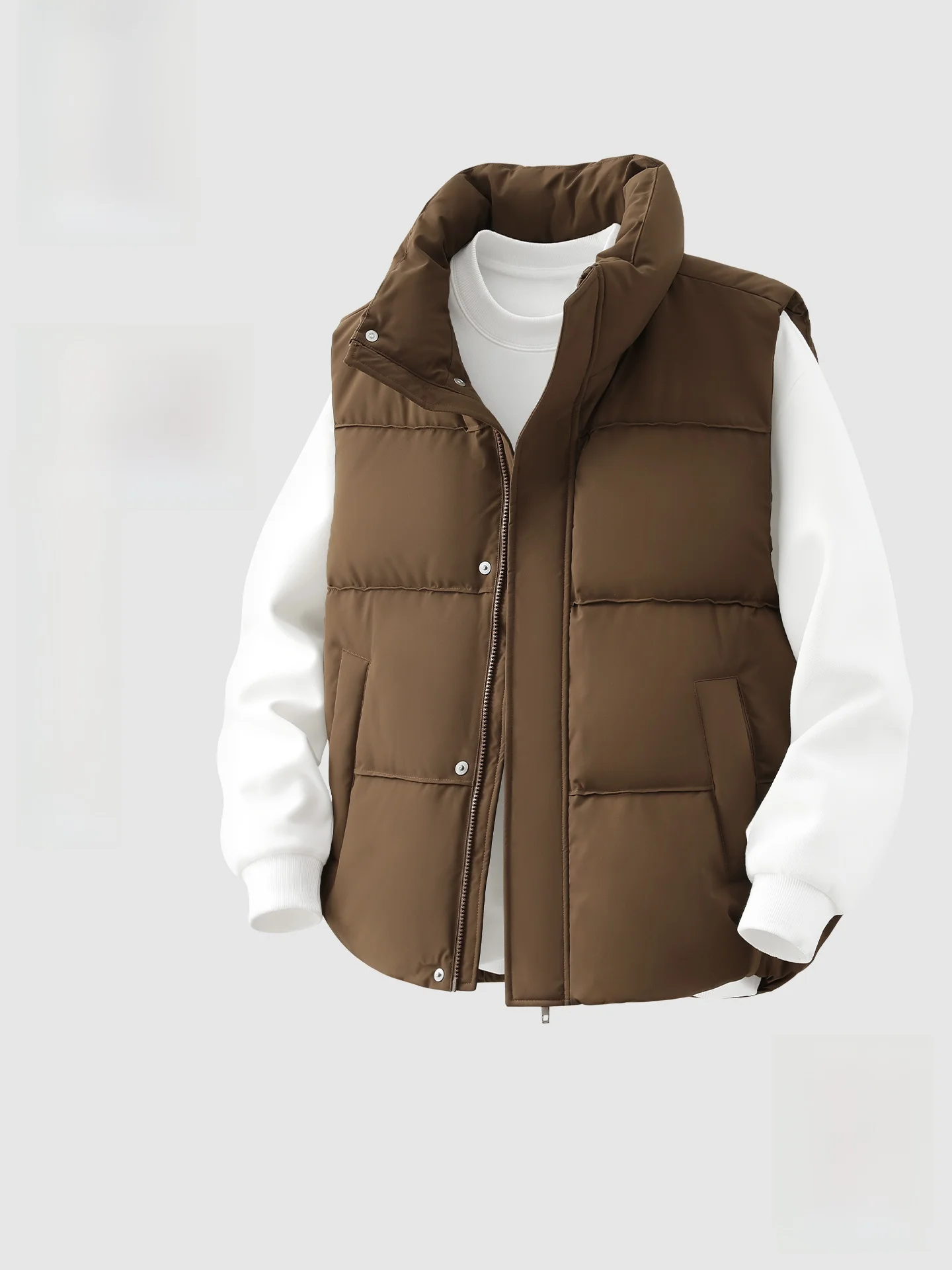 

Мужской пуховый жилет Svel в стиле ретро, американский стиль, цвет каштановый, ветрозащитный, из прочного полиэстера, молодежная модная верхняя одежда