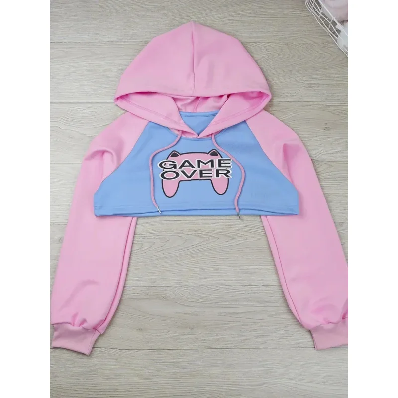 

▶❤Game Over Anime Girl Pink Blue Short Hoodie Hooded Uniform Cosplay Costume Women Underwear Cute Hoodie Pajamas Outfits❤◀