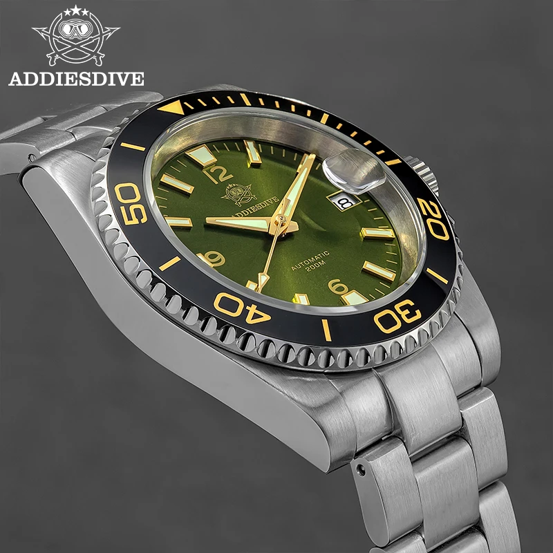 

ADDIESDIVE New AD2505 8215 Automatic Mechanical Watch for Men Sapphire 20Bar Waterproof Luminous Stainless Steel Men's Watches