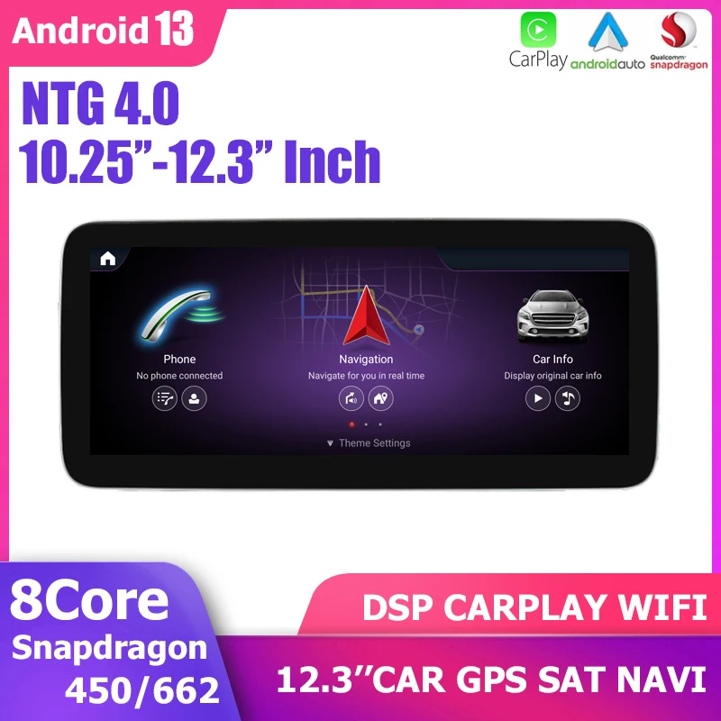 10.25“ Android 13 Carplay GPS Player DSP For Mercedes Benz C-Class W204 2007-2010 NTG 4.0 Snapdragon BT WIFI 4G