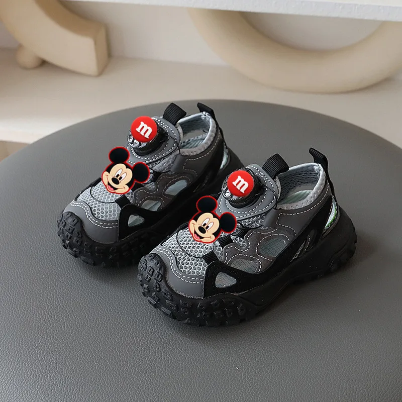 صنادل ديزني فيرست ووكرز الرياضية للأطفال بأزرار دوارة، أحذية صيفية ميكي ماوس كارتونية للأولاد، أحذية كاجوال للفتيات بفتحات شبكية #4