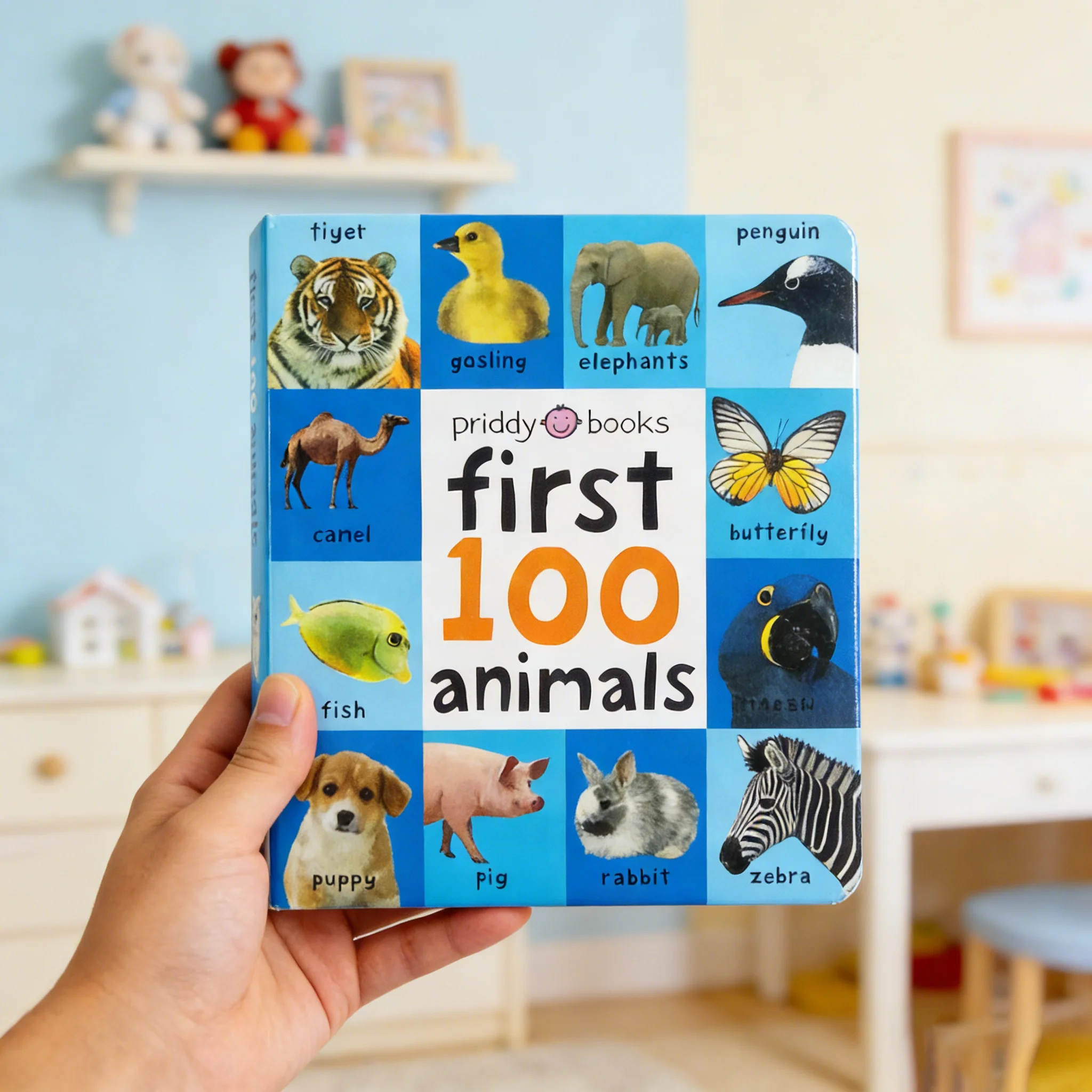 First 100 Animals Board Book, Visual Development , Vocabulary Building, Preschool Literacy Learning, Bedtime Reading Book