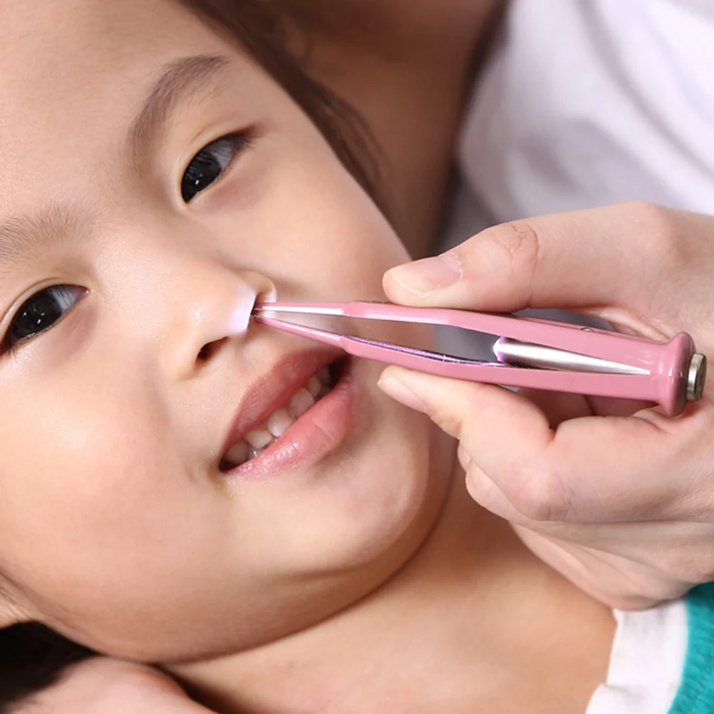 

Glowing Nose Clip Booger Remover Round Tip Baby Booger Remover LED Light Nasal Ear Picker Tweezers Portable Safe