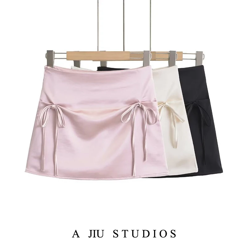 

Bla Knot ter Women's Skirt Bodycon ort Skirt Anti-Light High Waist A-Line Skirt Pink Wrap around Skirt