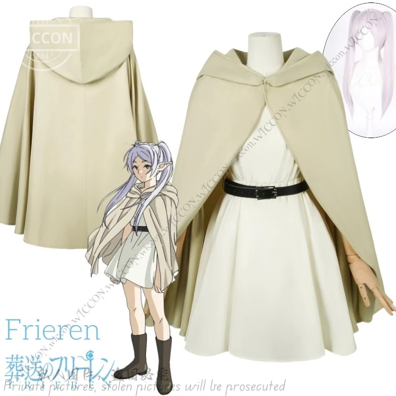 Frieren Cosplay Halloween Costume Wig Frieren: Beyond Journey's End Anime Cos Elf Training Clothes Halloween Party Comic-Con Set