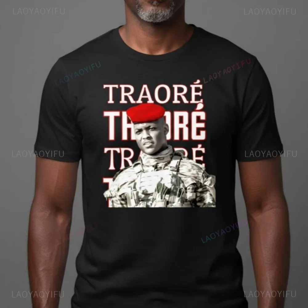 

Ibrahim Traore Burkina Faso Africa Tshirt Casual Fashion Loose Harajuku Hip Hop Man T Shirt Short Sleeve Breathe Women T-shirt