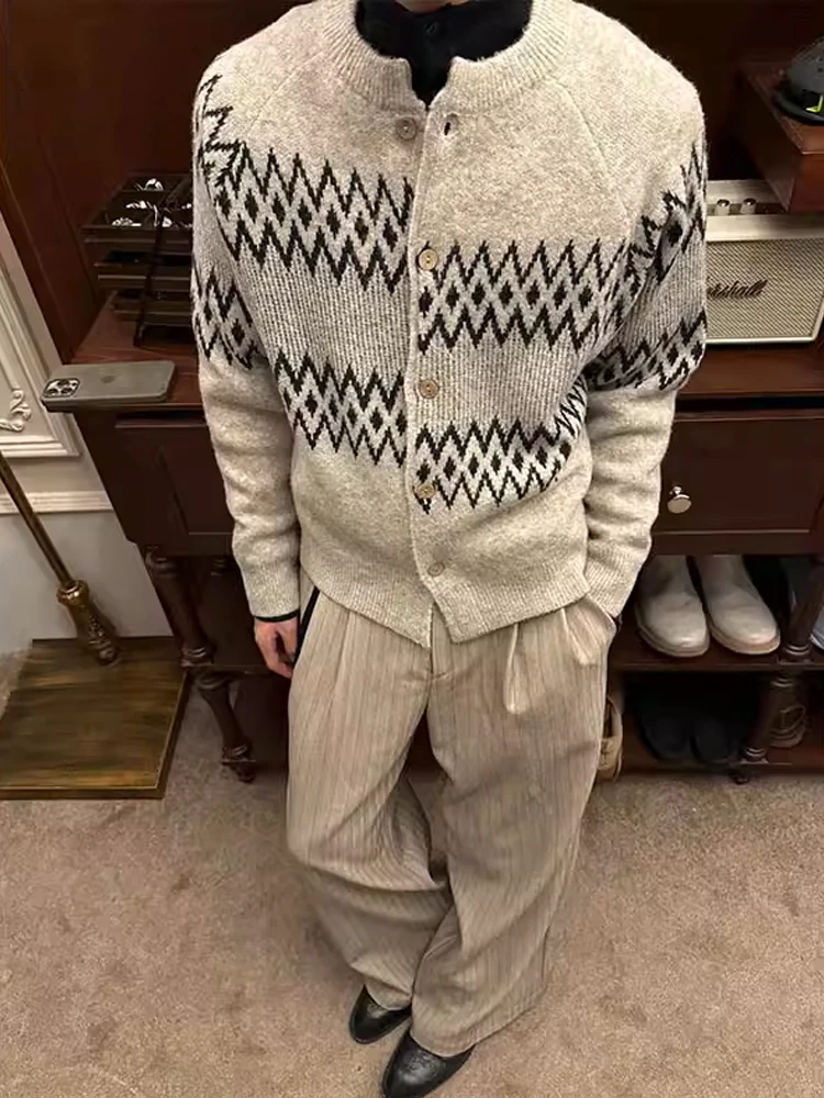 الرجال سترة مشغولة من الصوف سترة مزيج خارج مجموعة جزيرة أران التطريز عادية فضفاضة تناسب طويلة Sve جولة Ne تريكو #1