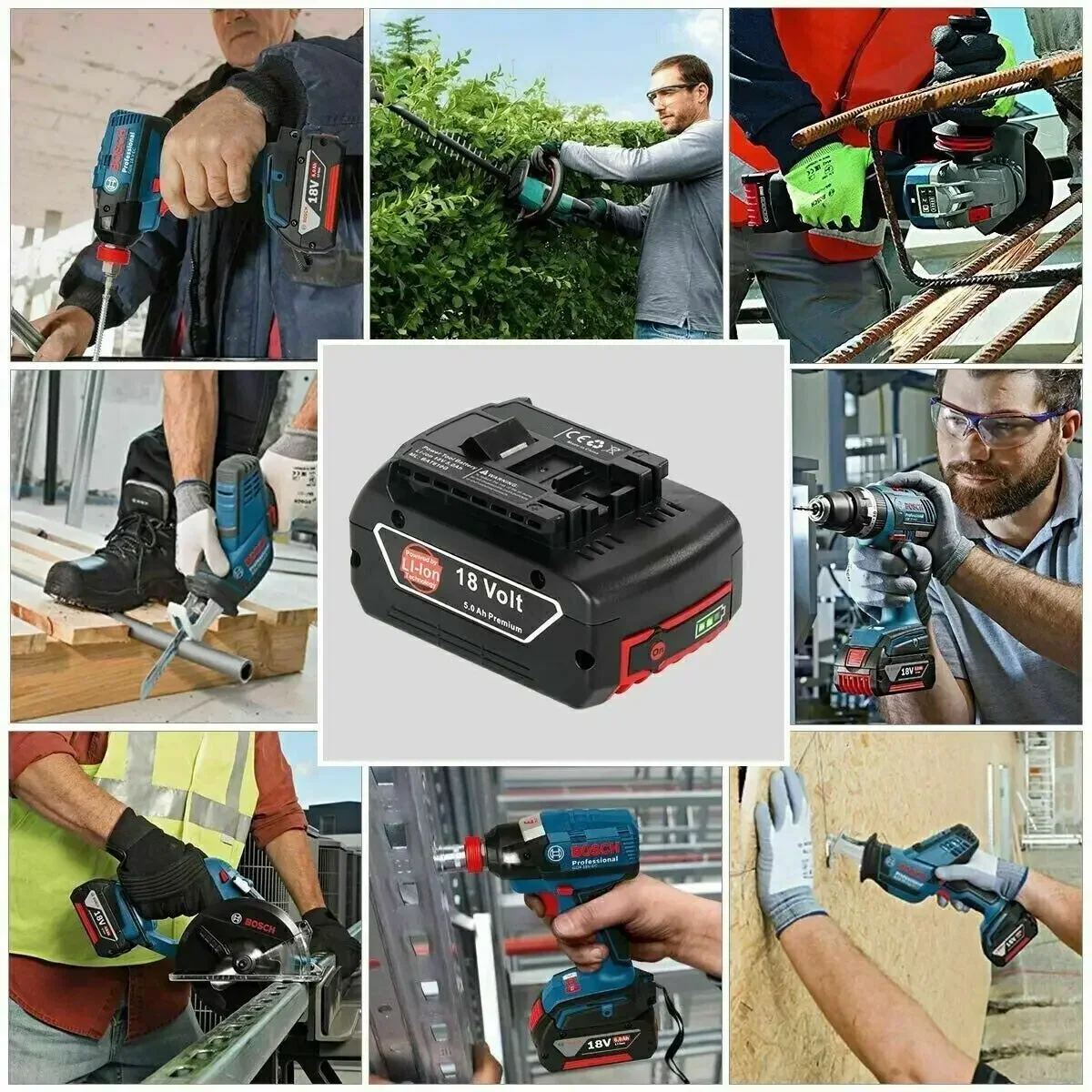 Batería recargable de iones de litio de alto rendimiento, 18V, 6,0Ah, para herramientas profesionales Bosch GBA/GSR, Compatible con los modelos BAT609