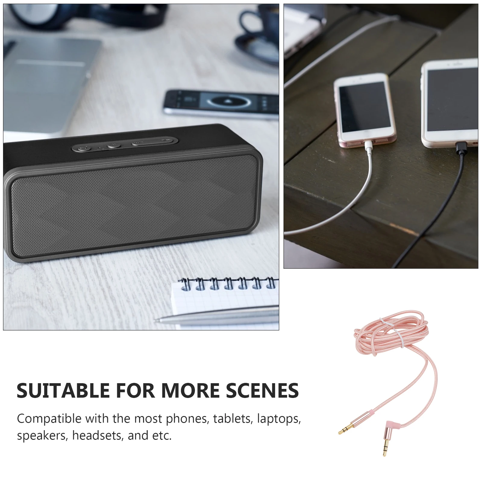 

1Pcs Audio Cable 3.5mm Stereo Aux Cord Copper Plug Tin Plated Noise Reduction Compatible for Phone Speaker Headphone Car Home