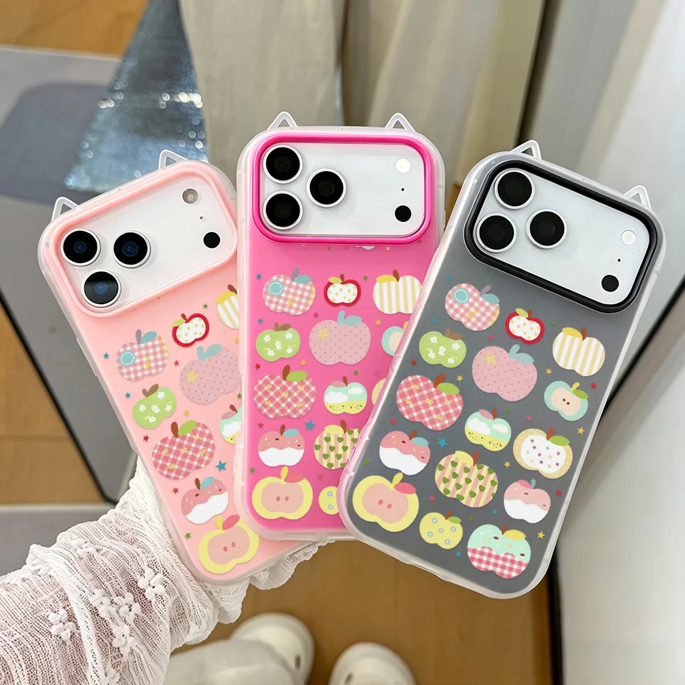 Coque de téléphone 2-en-1 en gel avec oreilles de chat pour Apple iPhone 17 16 14 13 12 Pro Max 15 11 – Étui antichoc mignon et girly