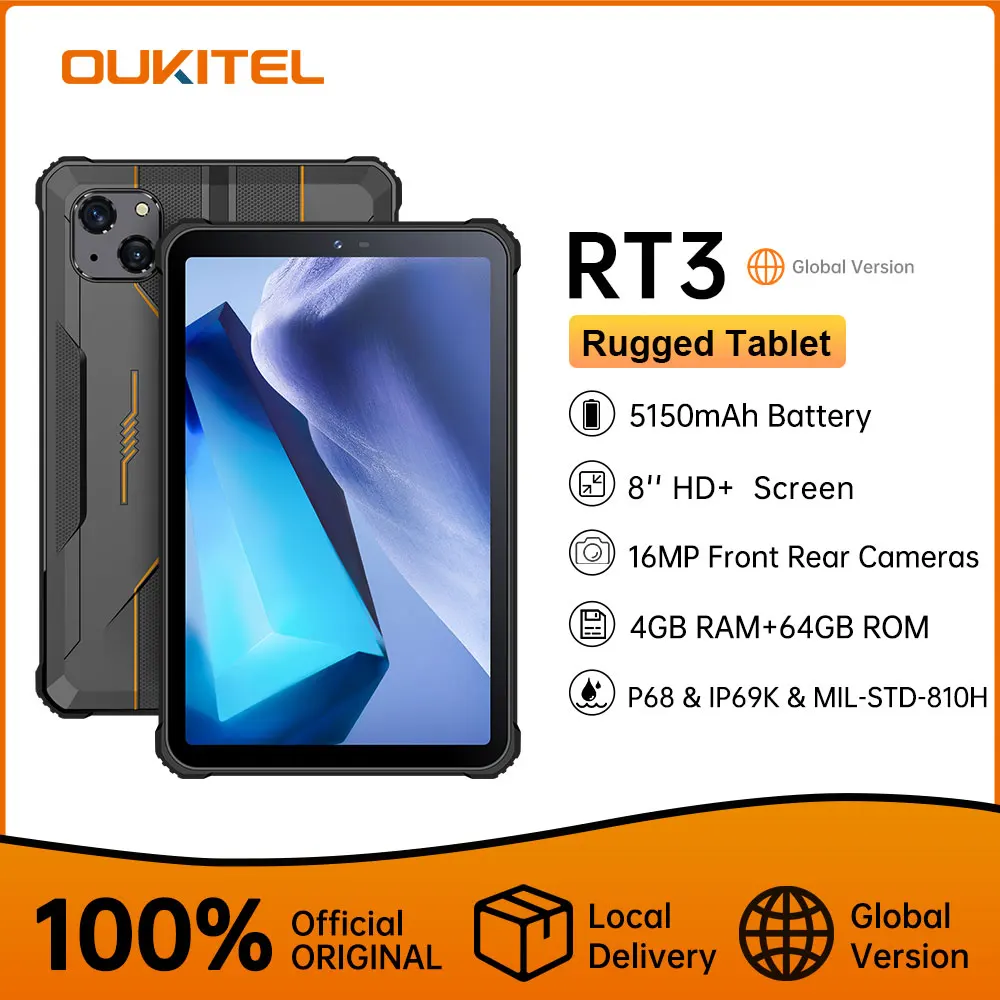 Oukitel Rt3 Mini Robuuste Tablet 8 Inch Hd + 5150 Mah 4Gb + 64Gb Android 12 Mtk Helio P22 16mp Camerapad
