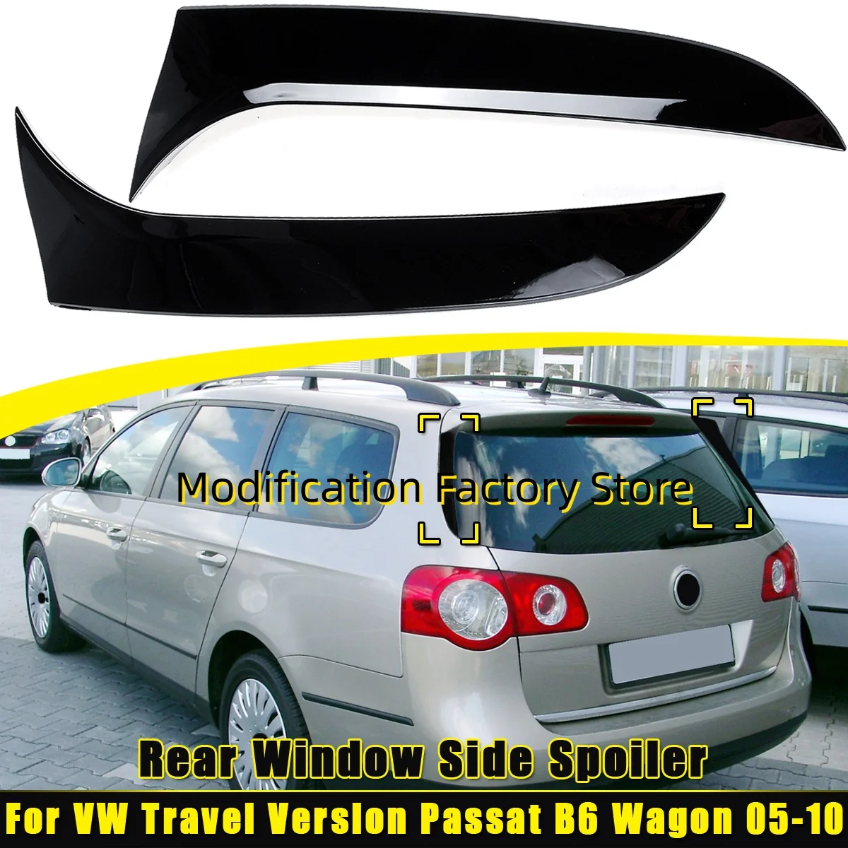 Janela lateral traseira spoiler lábio asa abs gloss preto corpo kits para vw passat b6 wagon variante 2006 2007 2008-2010