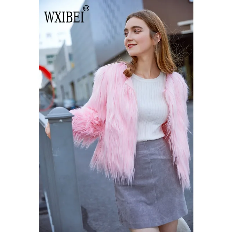 Woman Faux Mink Fur Hoodie Bomber Jacket Long Hair Imitation Fox Fur Coat Plush Cardigan Hooded Loose Outwear Fluffy Topss