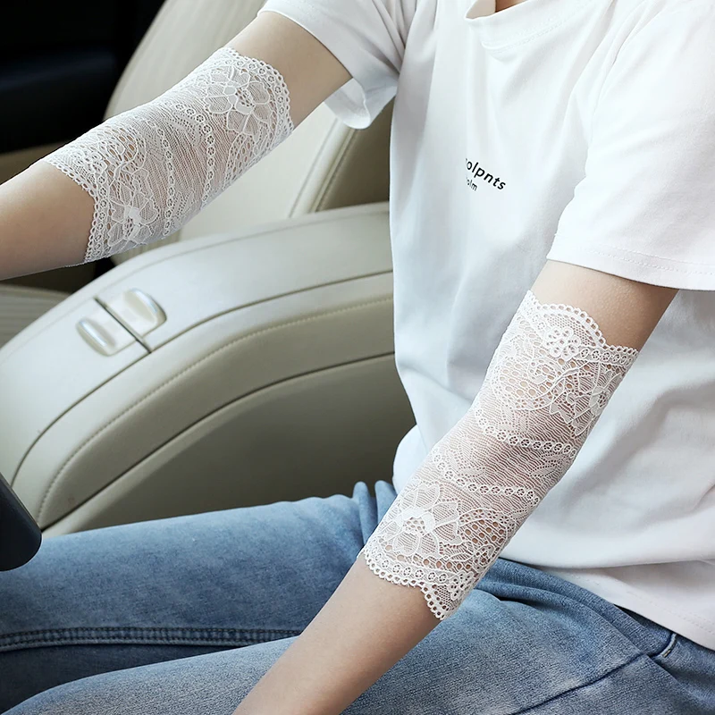 Summer Thin Section Short Black Stretch White Lace Elbow Pads Women's Scar Cover Creathable Arm Pads Elbow Pads Elbow Pads