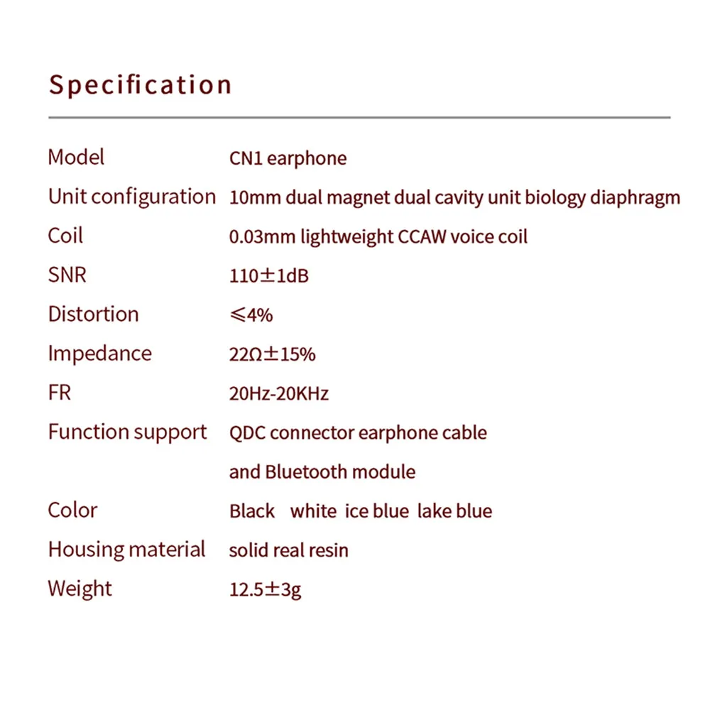 Coony โทรศัพท์ CN1 RES อินเอียร์แบบมีสายอินเอียร์เปลี่ยนได้เกรด HiFi คุณภาพเสียงสูงหูฟังตรวจสอบ typec