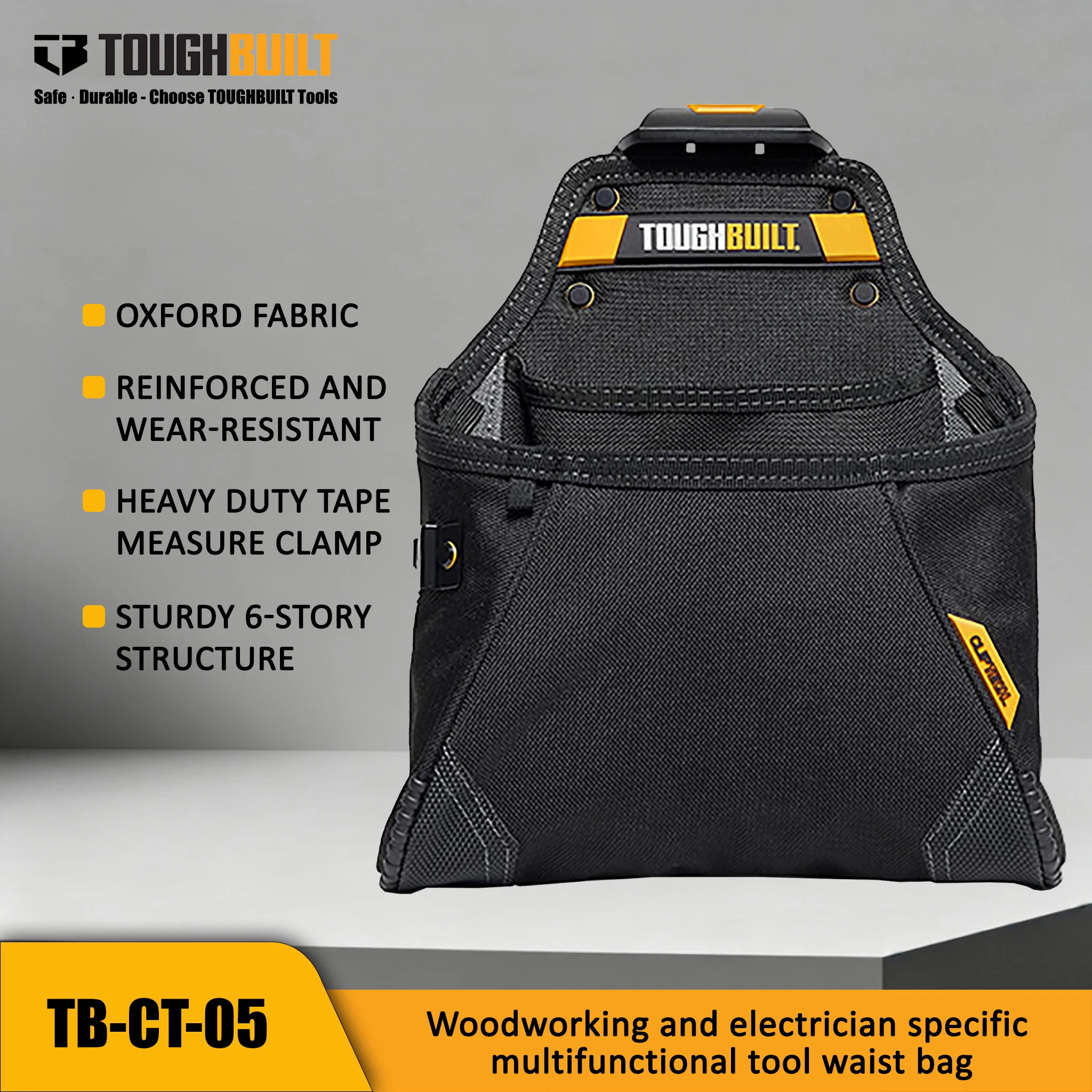 TOUGHBUILT Electrician specific tool kit, multifunctional woodworking waist bag, tool accessory storage bag TB-CT-05