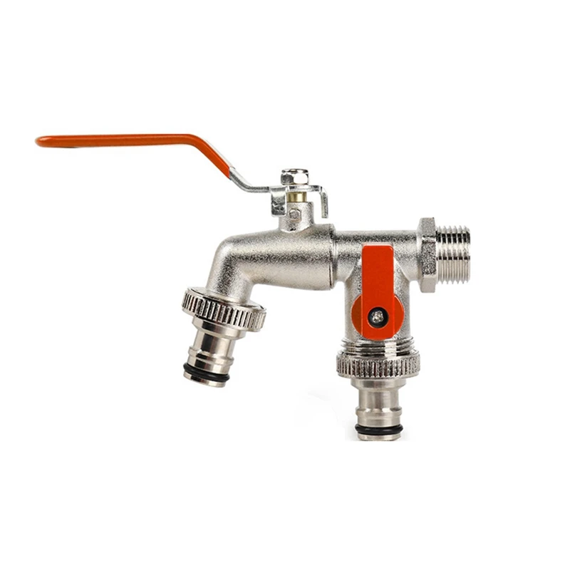 1pc Country Style Double Socket Garden Water Pipe Faucet Single Hole Mount Universal Thread Outdoor Faucet Retail