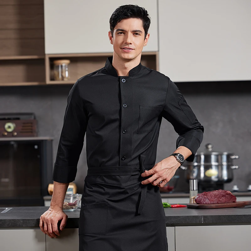 Long Sleeve Chef Coat Men Kitchen Clothes Jacket Western Restaurant Catering Waiter Chef Uniform Hotel Costume Bakery Cook Wear