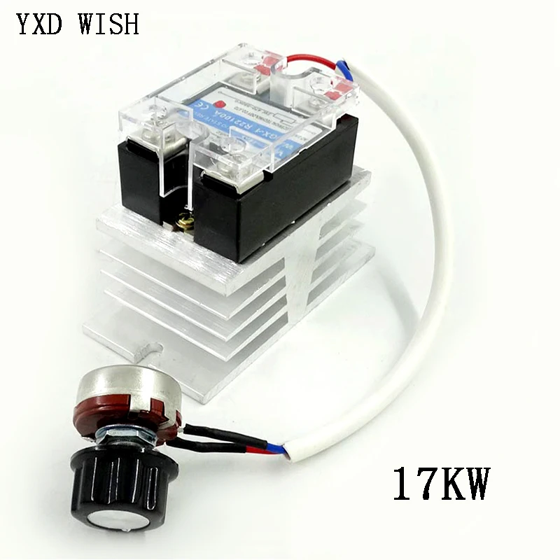 AC 220V Motor Speed Controller Switch 17KW High Power SCR Voltage Regulator Governor Knob Switch With Thermostat Dimming