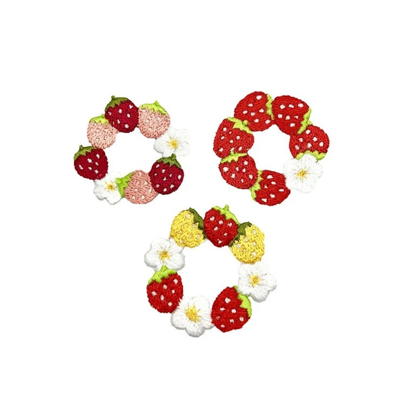 30pcs/Lot Luxury Embroidery Patch Strawberry Flower Ring Donut Clothing Decoration Accessory Hairdresser Craft Diy Applique