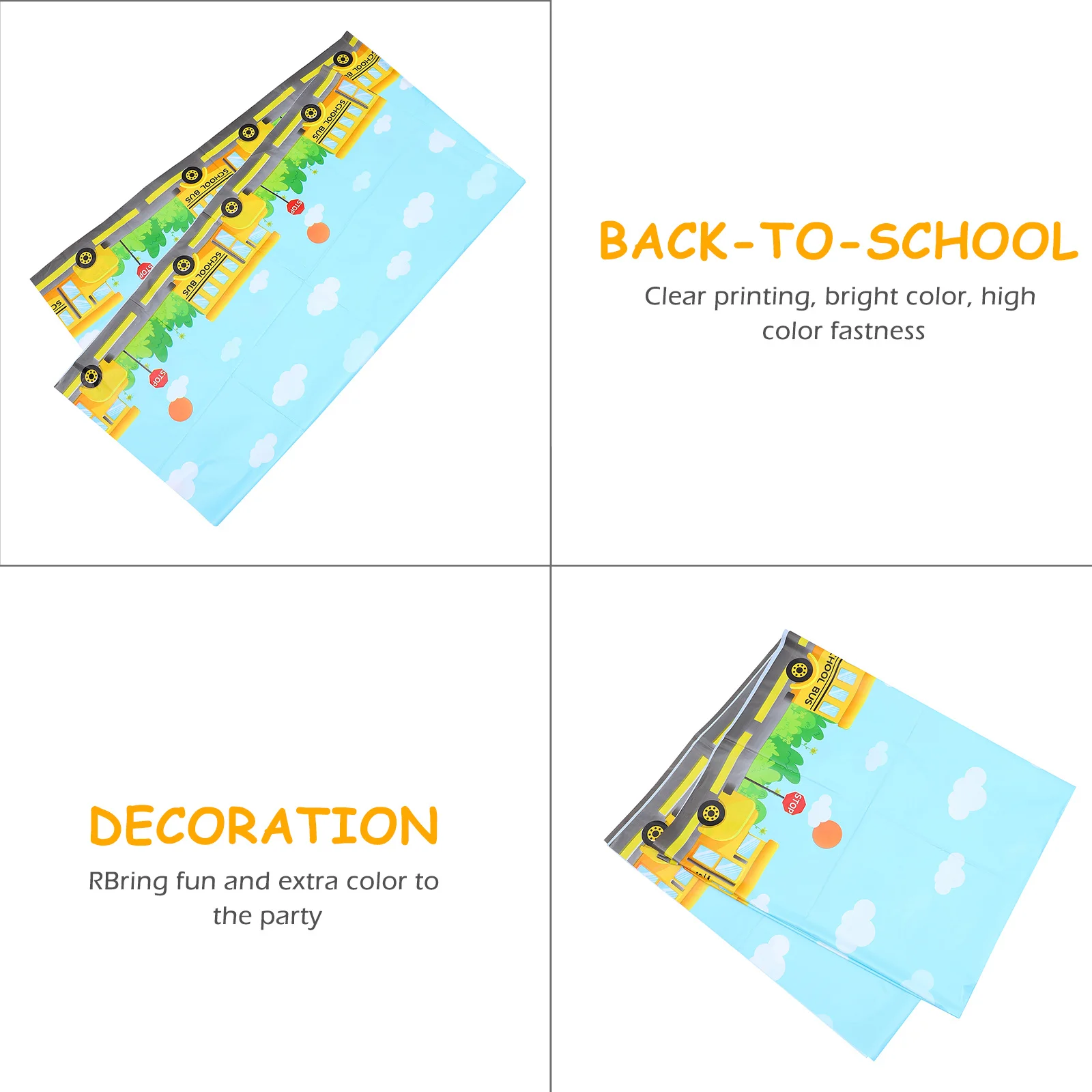 

Back To Tablecloth PE Material Bright Colors Disposable Party Supplies Coffee Table Decor Bus Pe Tablecloth Cover
