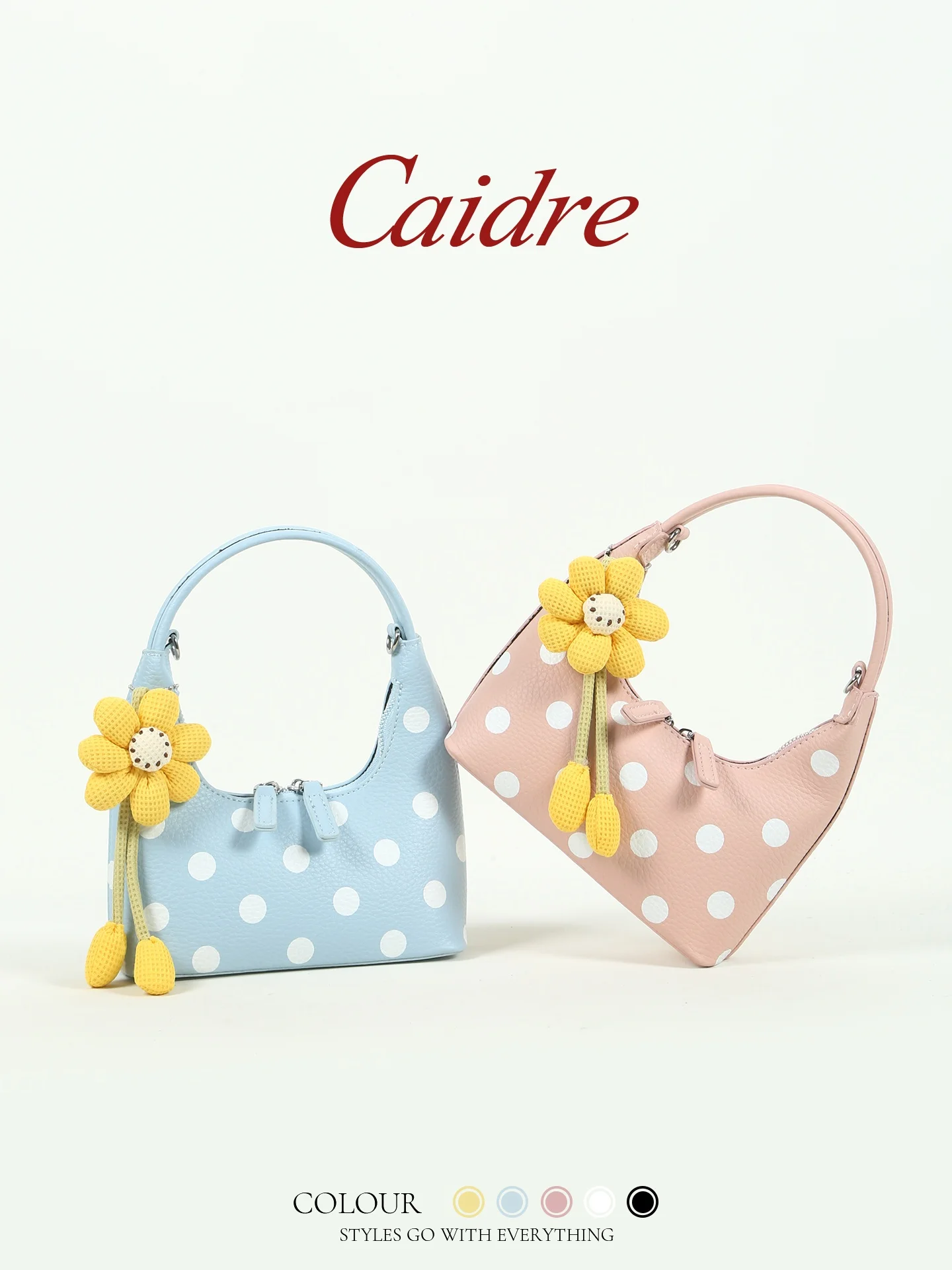 

Caidre Polka Dot Handbag Women's Birthday Gift Work Small Crossbody Bag Cute Moon Shape Soft Surface Pure Color Korean Style