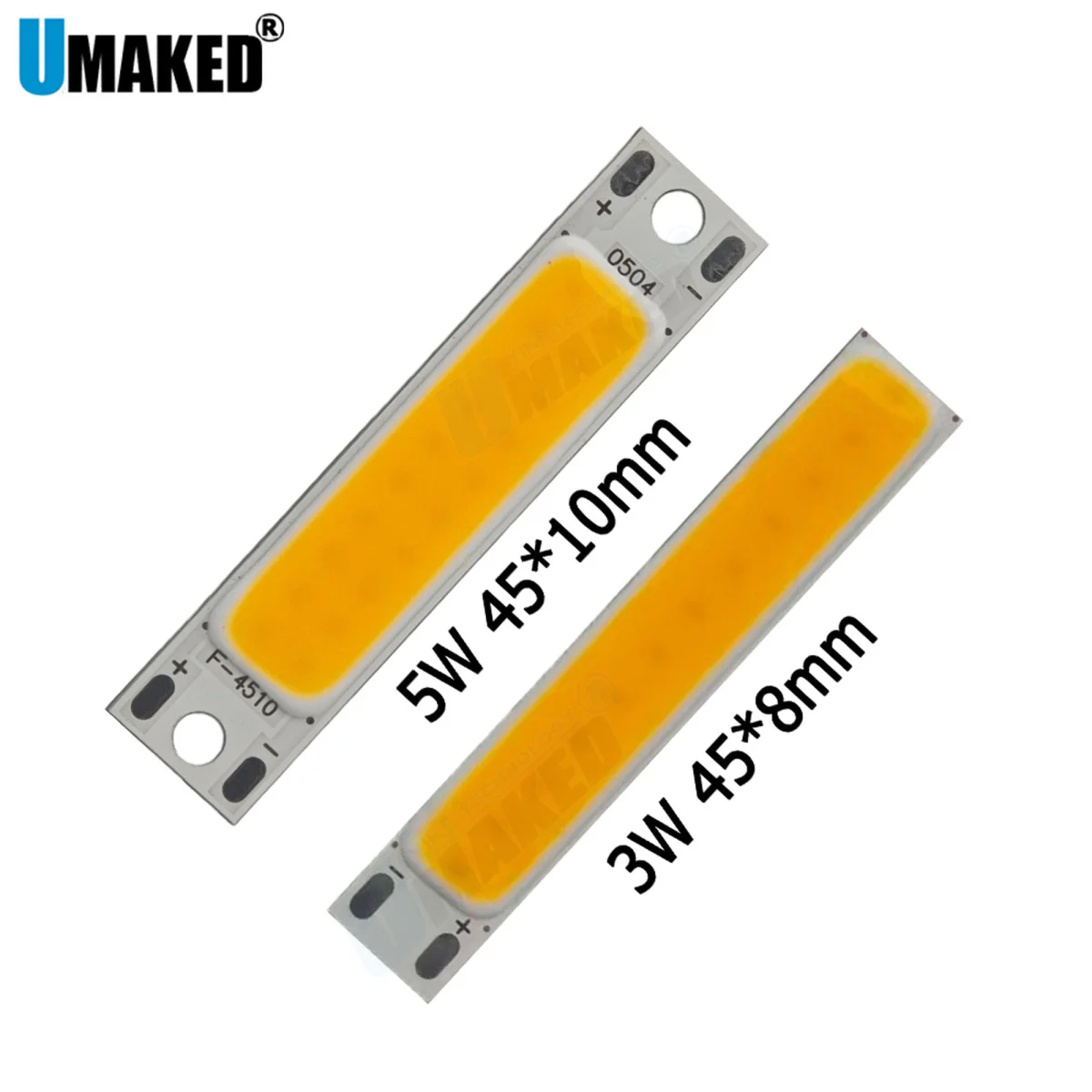 10pcs 45x8mm/ 45x10mm led desk reading lamp source 3W LED Hard Light COB Flip Chip Aluminum Substrate read lamp Warm white White