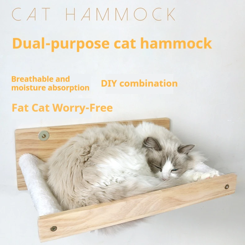 

Cat Nest Wooden Frame Cat Hammock Four Seasons Universal Detachable and Washable Hammock Fixed Breathable DIY Cat Nest