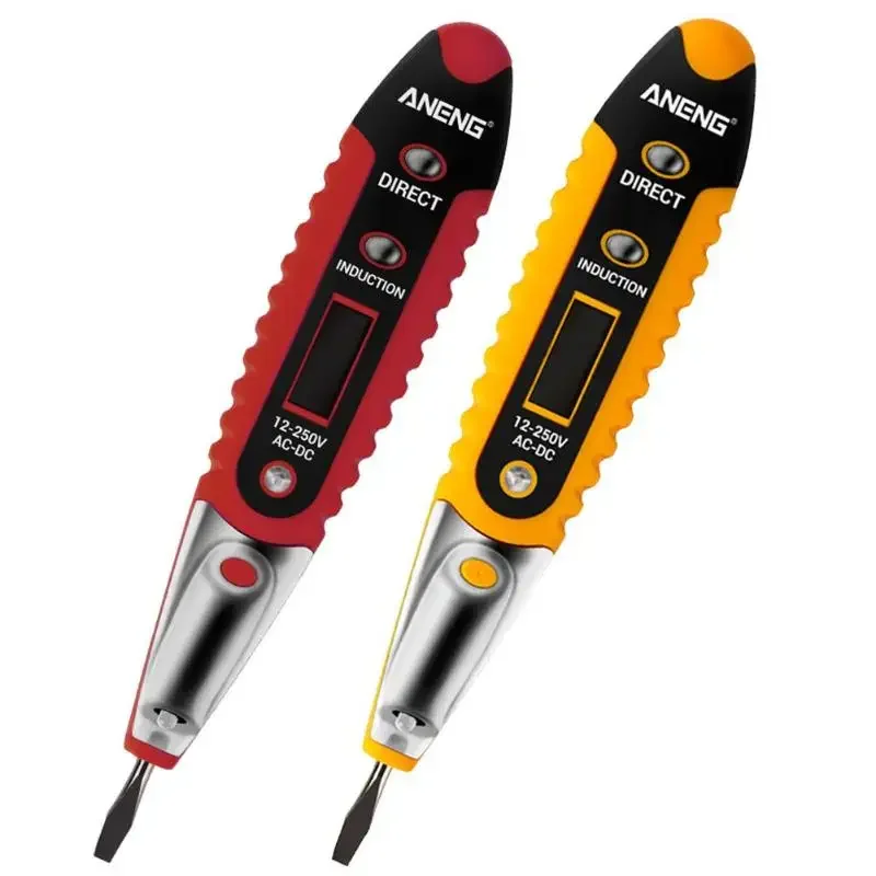 Digital Voltage Indicator AC/DC 12-250V LCD Digital Display Voltage Test Pen with LED Test Lighting Electrical Screwdriver Pen