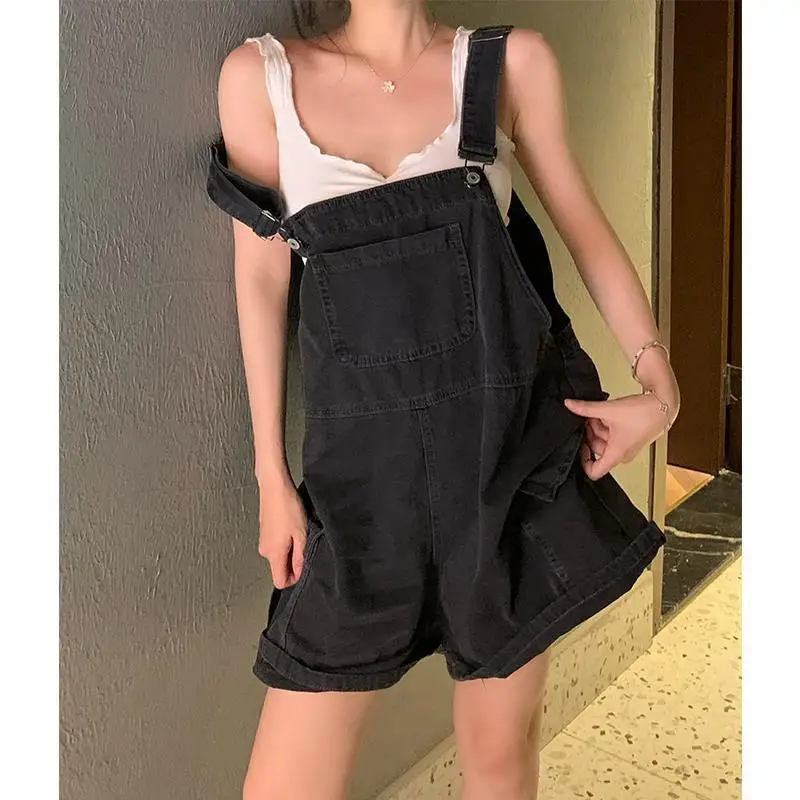 

Women's High Waist Denim Shorts Baggy Vintage Black Korean Style Summer Casual Fashion Washed Straight Jean Shorts