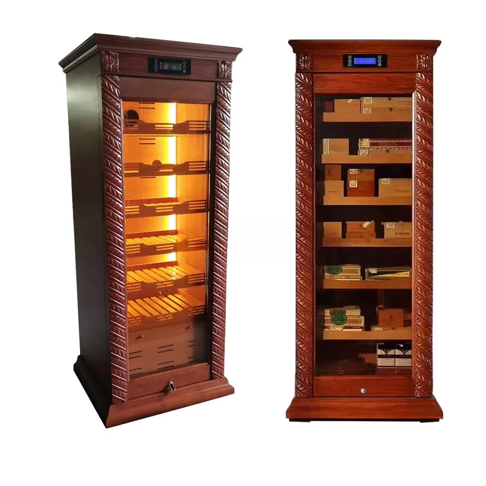 For Smoke Shop Electric Cigar Humidor with Peru Spain Cedar Wood Material Constant Humidity System Control Cigar Humidor Cabinet