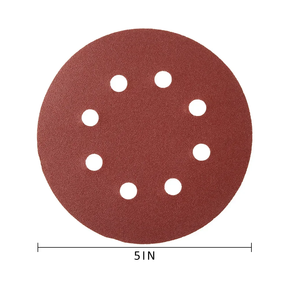 100Pcs 125mm Sanding Discs 8 Hole Hook Loop Sandpaper 80Grit-3000Grit Sanding Paper 5Inch Sanding Disc Abrasive Polishing Tools