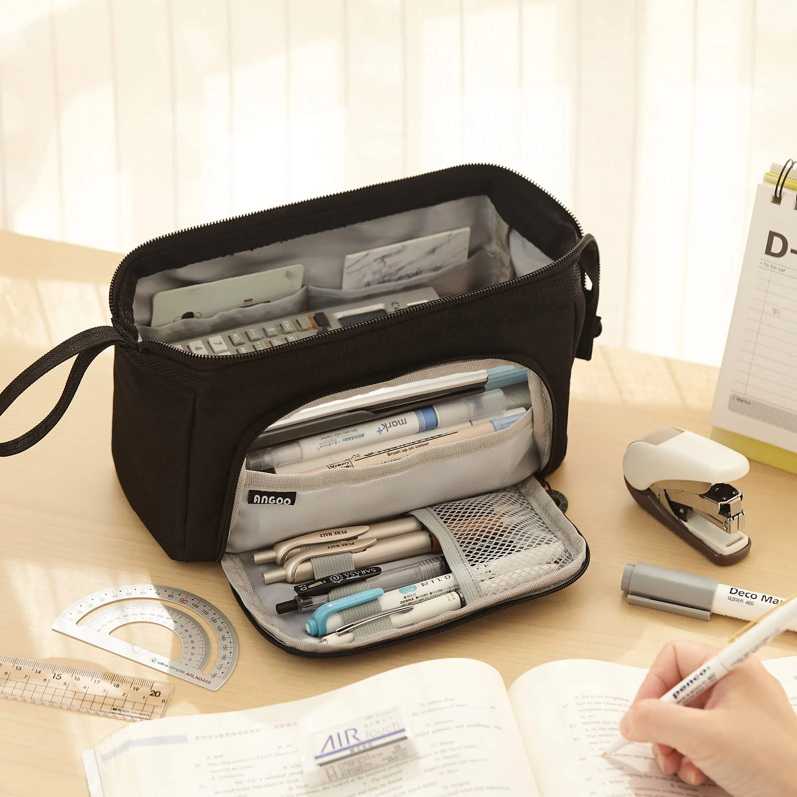 Estojo de Lápis de Grande Capacidade, Estojo de Lápis Fofo para Estudantes, Grande Bolsa para Canetas, Caixa de Armazenamento para Meninos e Meninas, Material Escolar