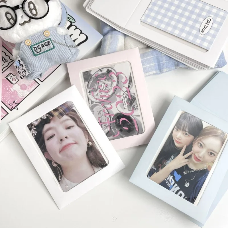 10pcs Korean Ins Cream Color Transparent Window Card Holder Kpop Star 3 Inch Photo Card DIY Storage Bag Kawaii Girl Card Sleeve