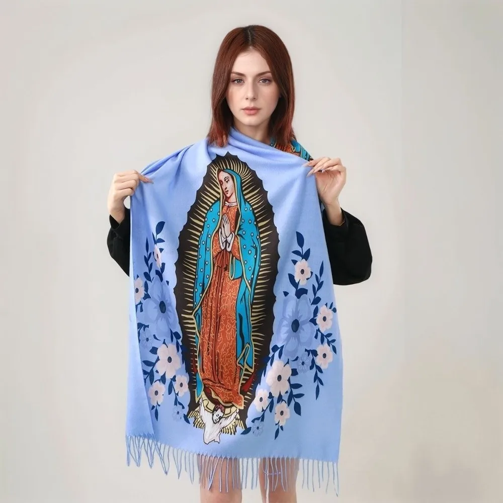 

New Virgin Mary of Guadalupe Printed Scarf Versatile Warm Scarves Bib Coldproof Windproof Neck Warmer Gift