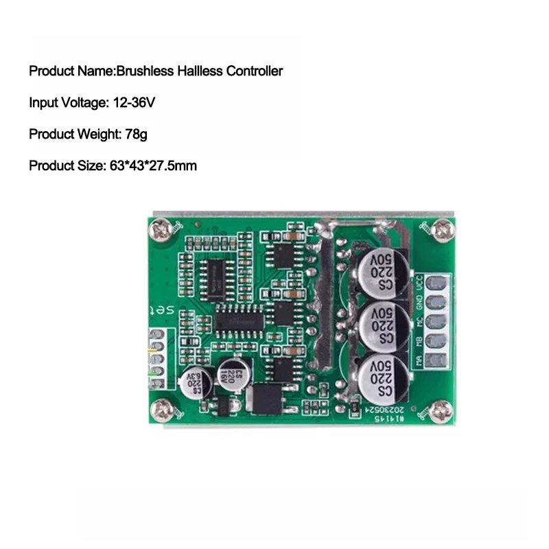 500W15A Brushless และ Hallless มอเตอร์ DC12-36V ควบคุมความเร็วไปข้างหน้าและย้อนกลับ High Power Controller 15A