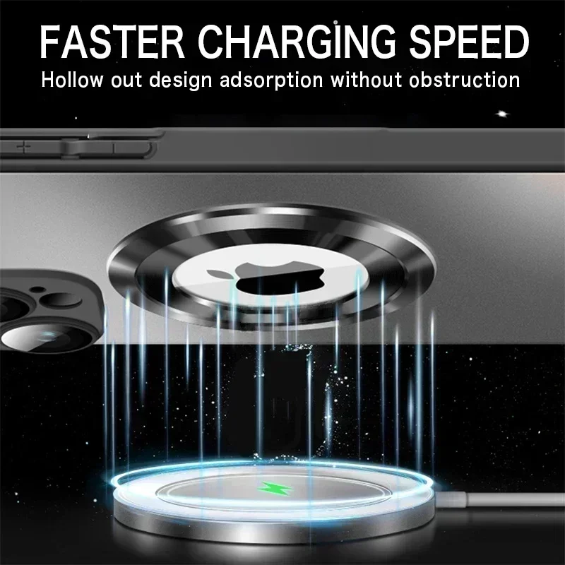 Original Matte Magnetic for Magsafe Wireless Charging Case for iPhone 15 14 Pro Max 13 12 11 Tempered Glass Show Logo Phone Case image 2