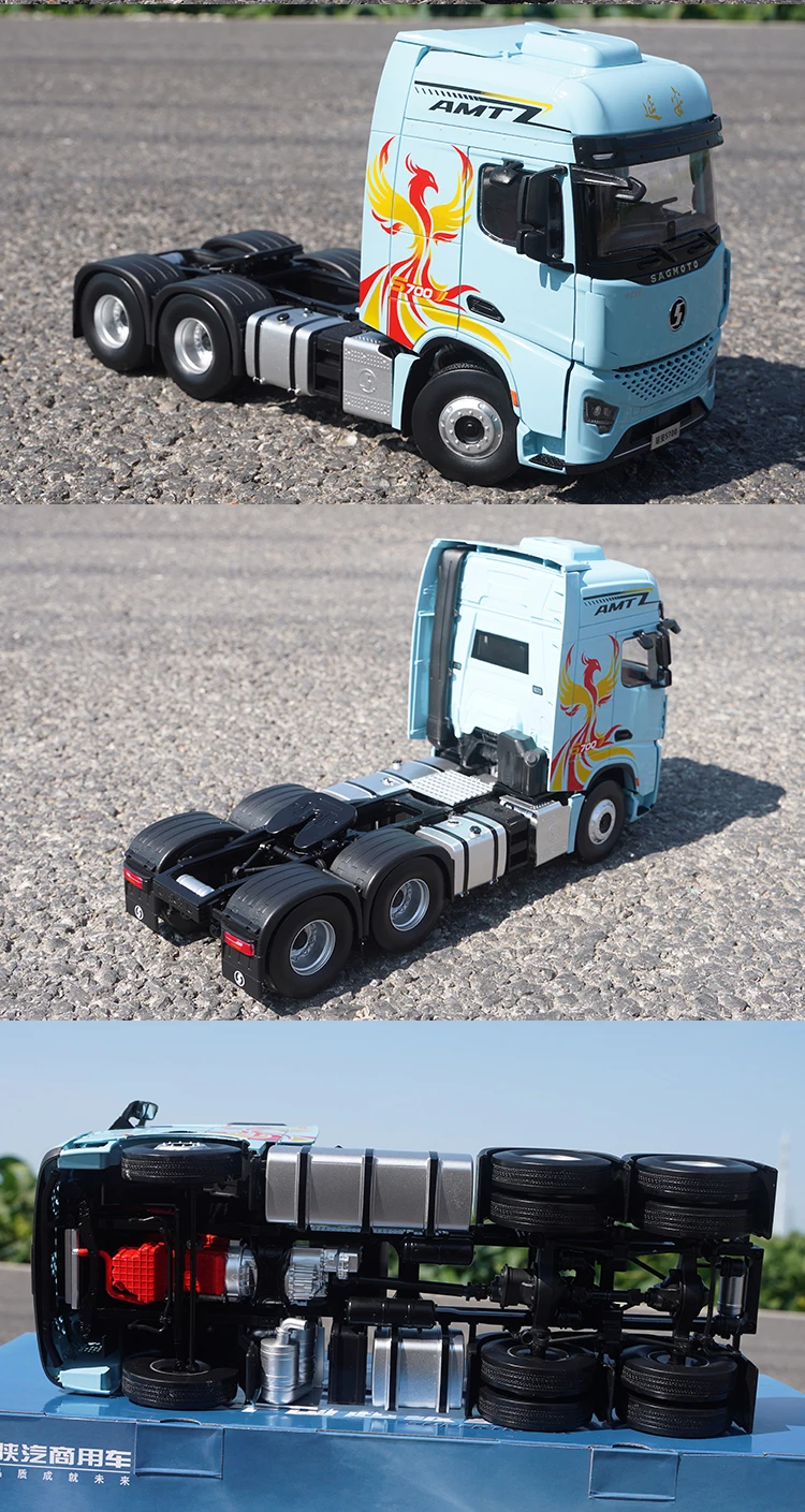 1:22 Original Shaanxi Automóvel Yan'an S700 Trator Liga Simulação Modelo de Caminhão Pesado Modelo de Trator