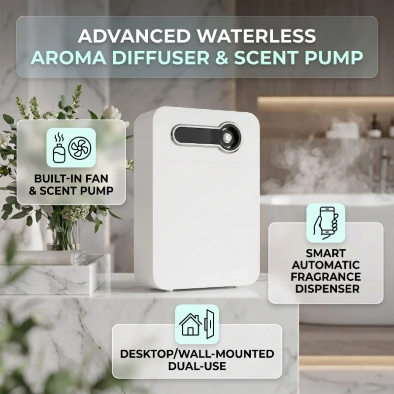 Waterless Essential Oil Diffuser Built In Fan Smart Air Scent Diffuser Machine For Home Hotel US Plug 100-240V
