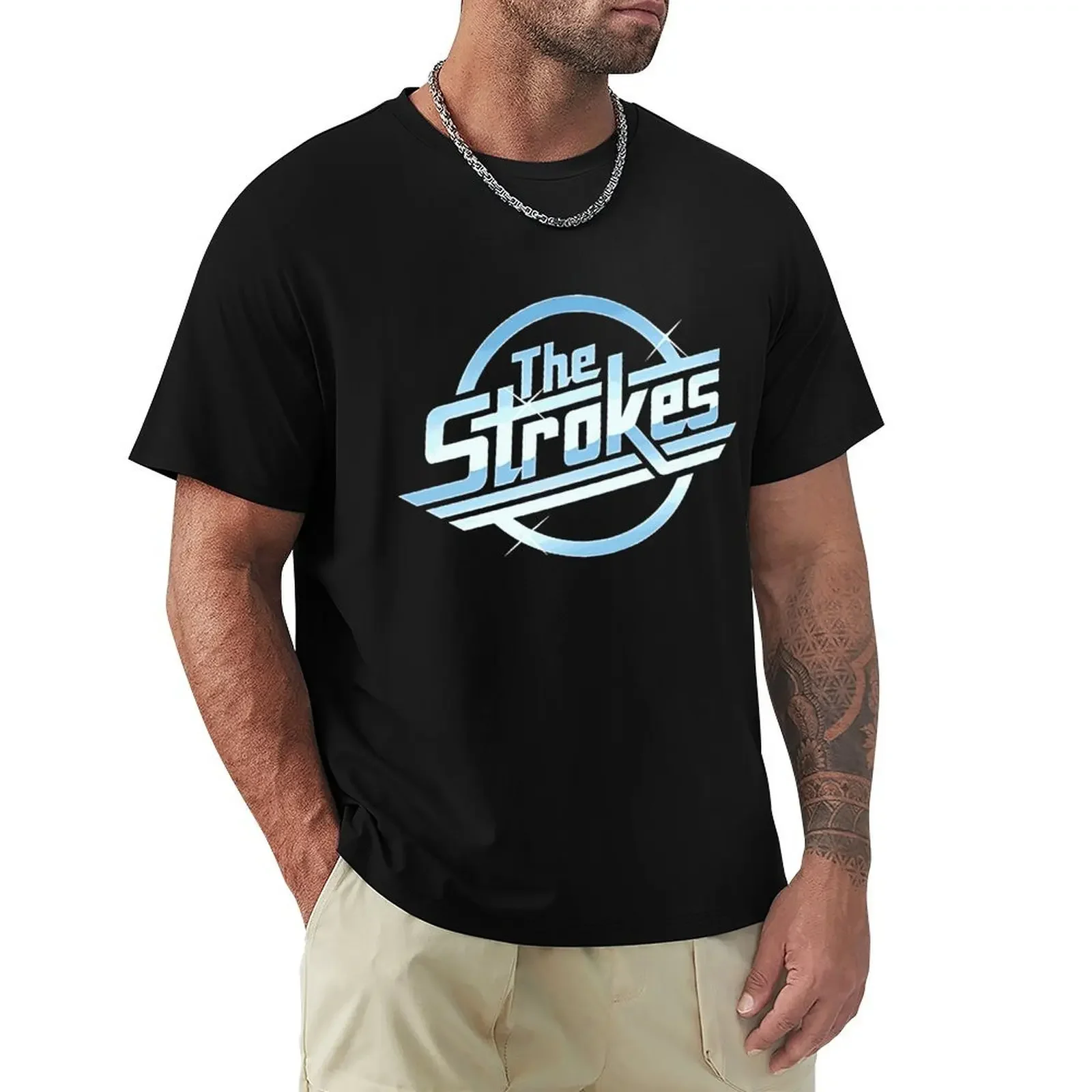 Men Cotton T Shirt Summer Tops The Strokes T Shirt Men Indie Rock Band T-shirt Bigger Size Homme Black T-shirt Drop Shipping