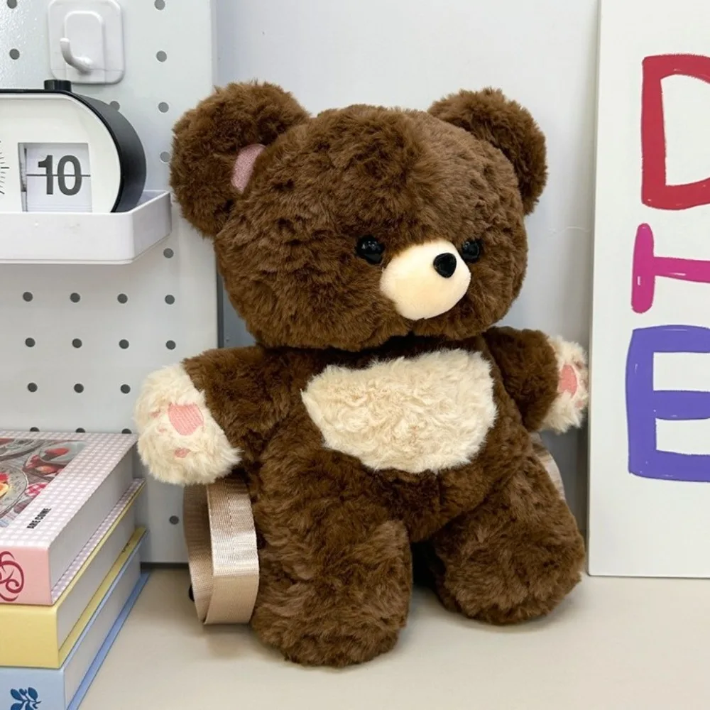 أزياء جميلة الدب أكياس الإبداعية الكرتون الحيوان على ظهره لينة البني الأبيض حقيبة الكتف هدايا عيد الميلاد