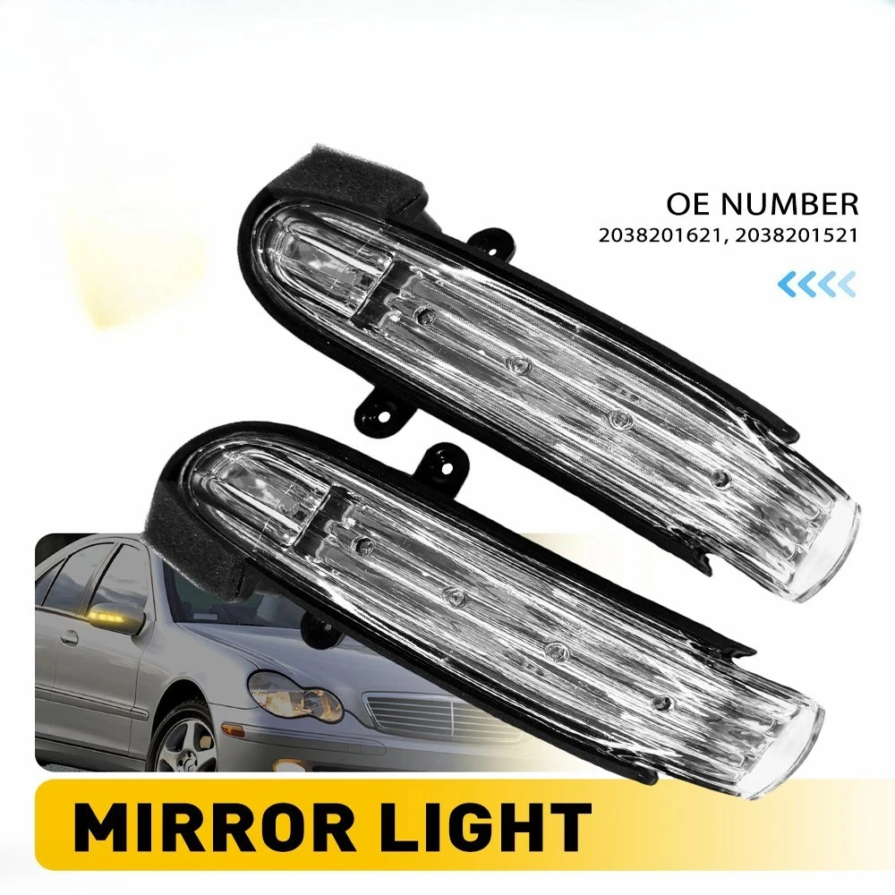 Pair LED Mirror Turn Signal Lights  Marker Blinker Lamp 2038201521 2038201621 for 04-07 Mercedes Benz W203 C230/240/280/320/350