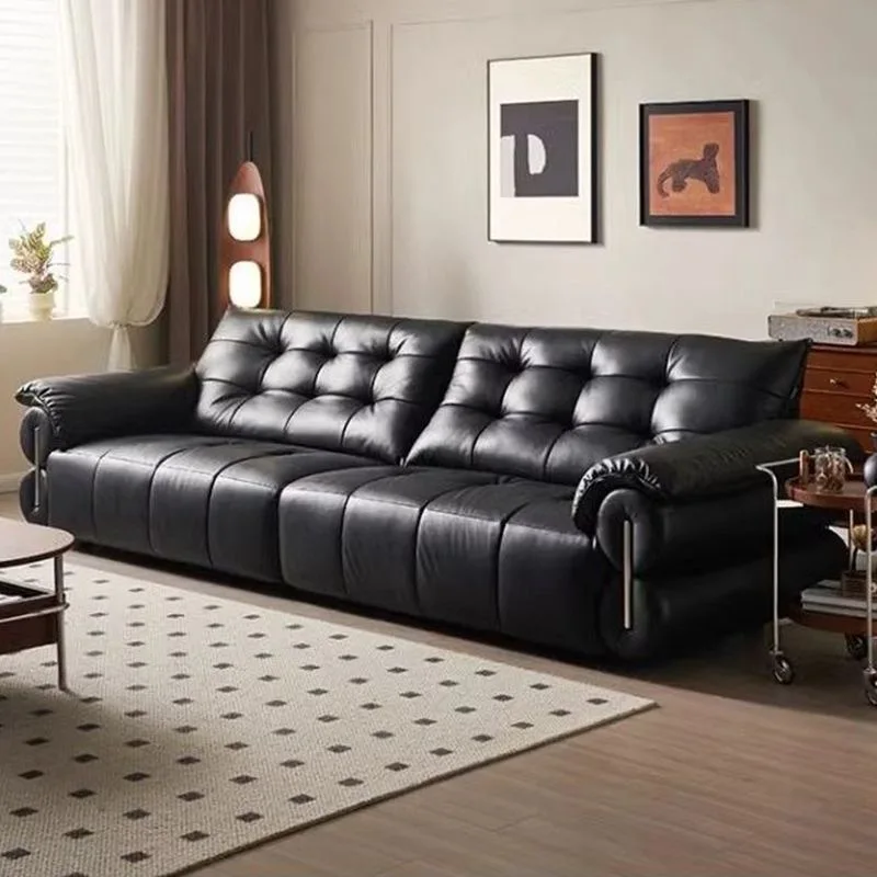 

Кожаный диван, Big Black Bear, для гостиной, в итальянском стиле, из натуральной кожи, минималистичный, высококачественный, из натуральной кожи высшего слоя, черный