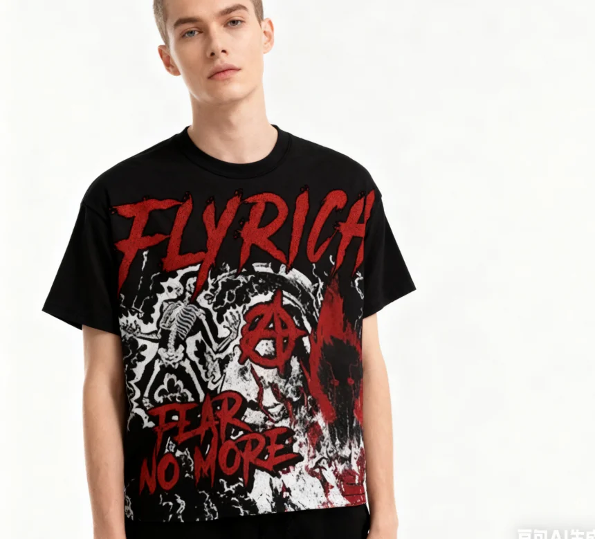 حار بيع جديد الأمريكية الجديدة محايد يطير نمط غني تي شيرت مطبوعة Y2K تي شيرت بأكمام قصيرة للرجال والنساء الشارع العلوي #2