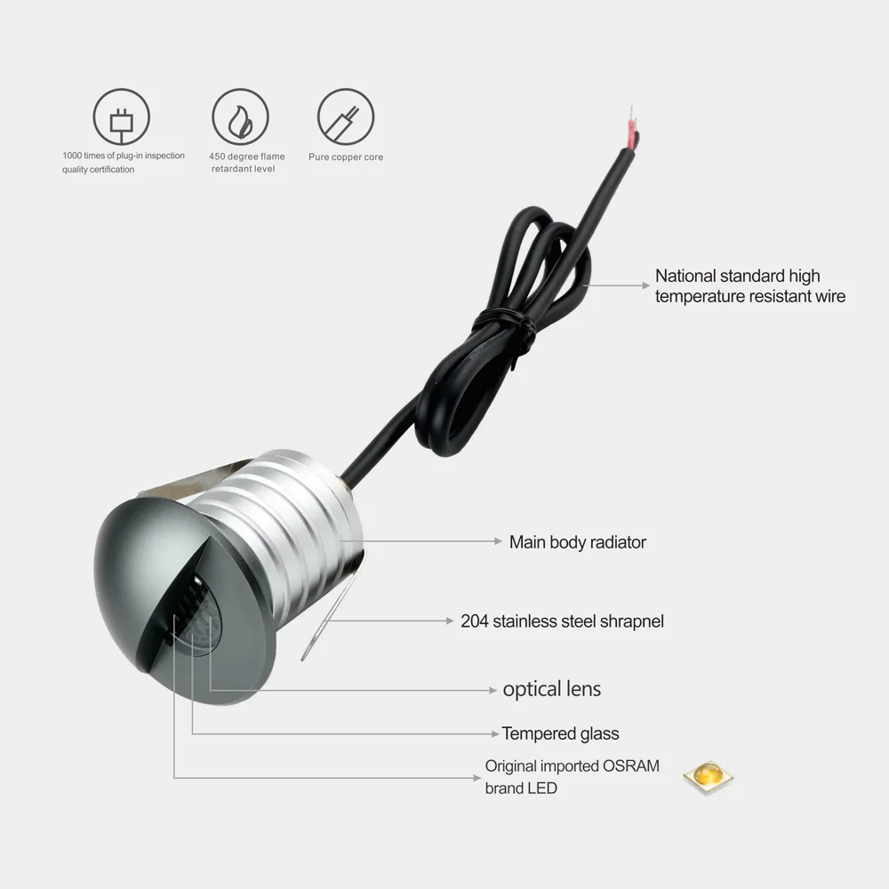 Imagem -05 - Semicírculo Passo Luz Ip67 Impermeável 3w Anti-reflexo Holofotes Subterrâneo Escada ao ar Livre Calçada Enterrado Lâmpadas Buraco D34 mm Peças