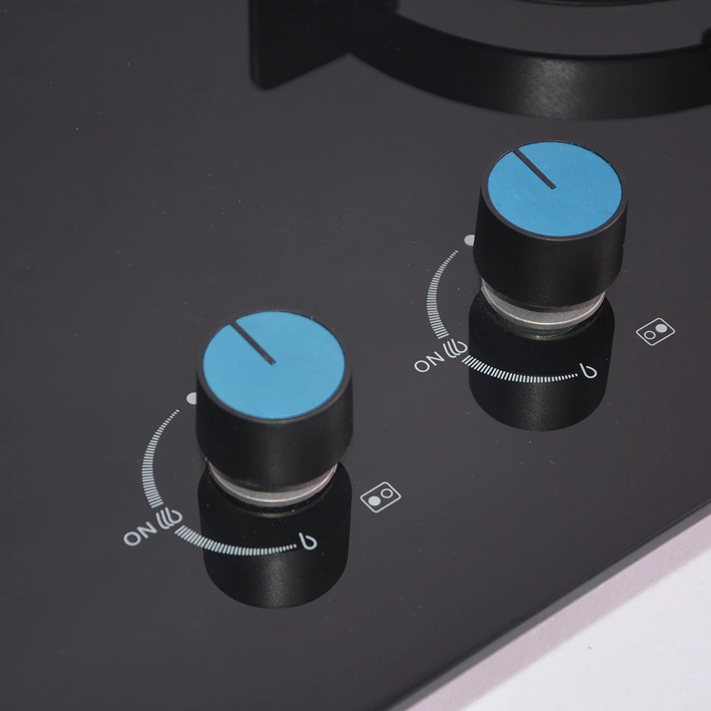 Fornello domestico di alta qualità di vendita caldo Fornello a gas in acciaio inossidabile a 2 fuochi Piano cottura a gas in vetro temperato incorporato a 2 fuochi