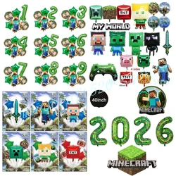 Minecrafte Pixel Balloon Anime Game Theme Multiple Balloons for Birthday Party MC Decoration Aluminum Film Balloon Number Set