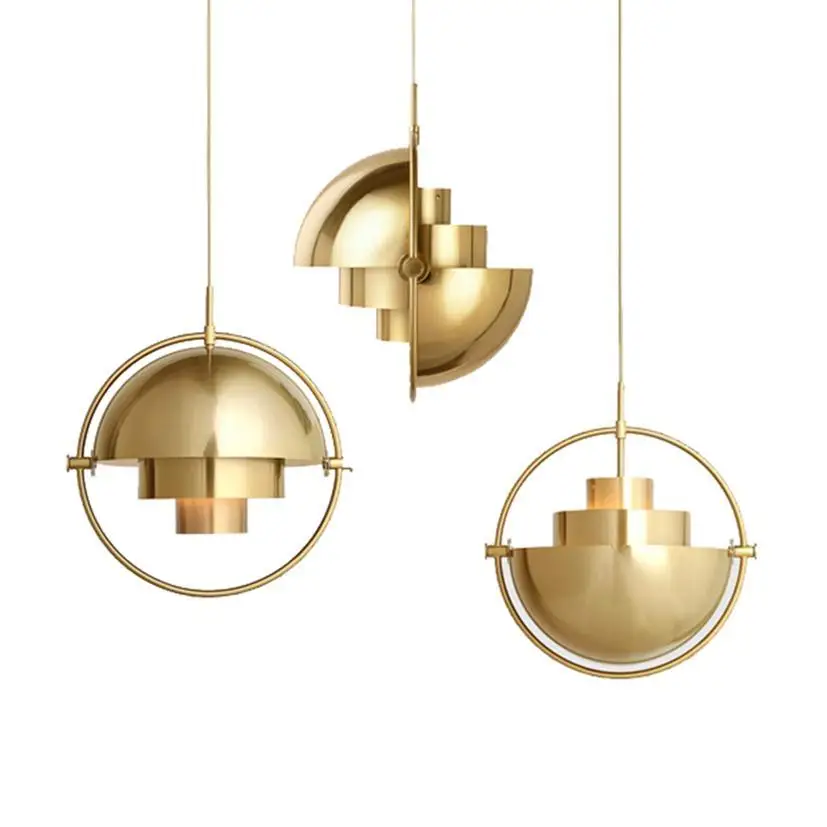 Modern Metal Semicircular Pendant Lamp Luxury Gold Deformabler Restaurant hanging ceiling lamp Denmark indoor Living Room bar