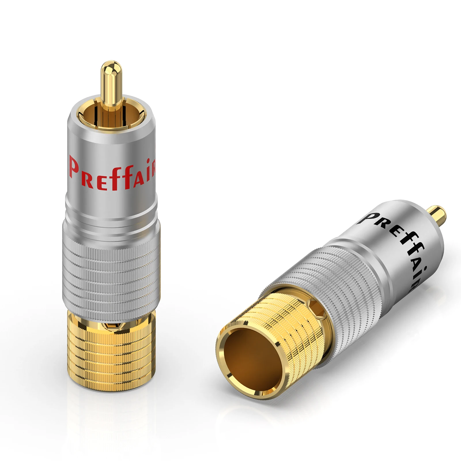 Preffair 4 peças 24k banhado a ouro plugue rca cabo de áudio alto-falante para alta fidelidade vídeo tv conector com tampa plugue de áudio ajustável