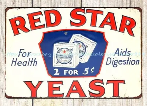 outside wall art Red Star Yeast metal tin sign